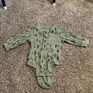Green Patterned Kids One Piece